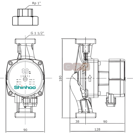 Энергоэффективный циркуляционный насос  (с «мокрым» ротором) MASTER S 25-7.5 180 1x230V Shinhoo